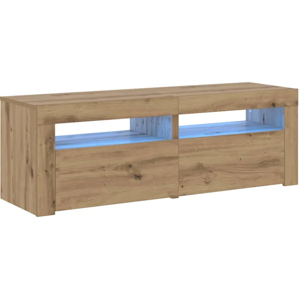 vidaXL Tv-meubel met LED 120x35x40 cm bewerkt hout artisanaal eiken Bruin