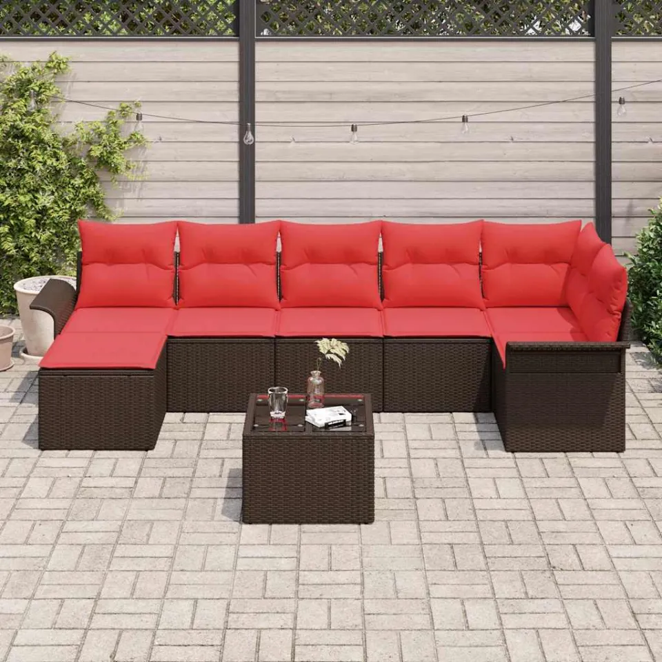 vidaXL Tuin Sofa Set 8 st Bruin poly rattan, foto 3