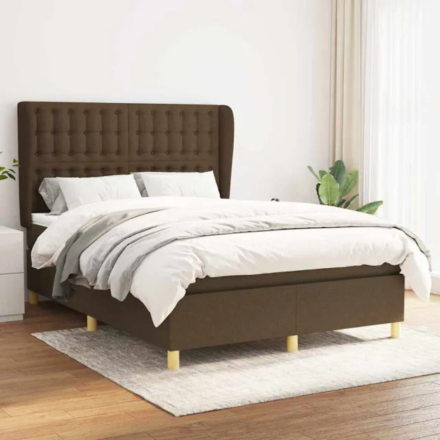 vidaXL Boxspring met matras stof donkerbruin 140x190 cm bruin