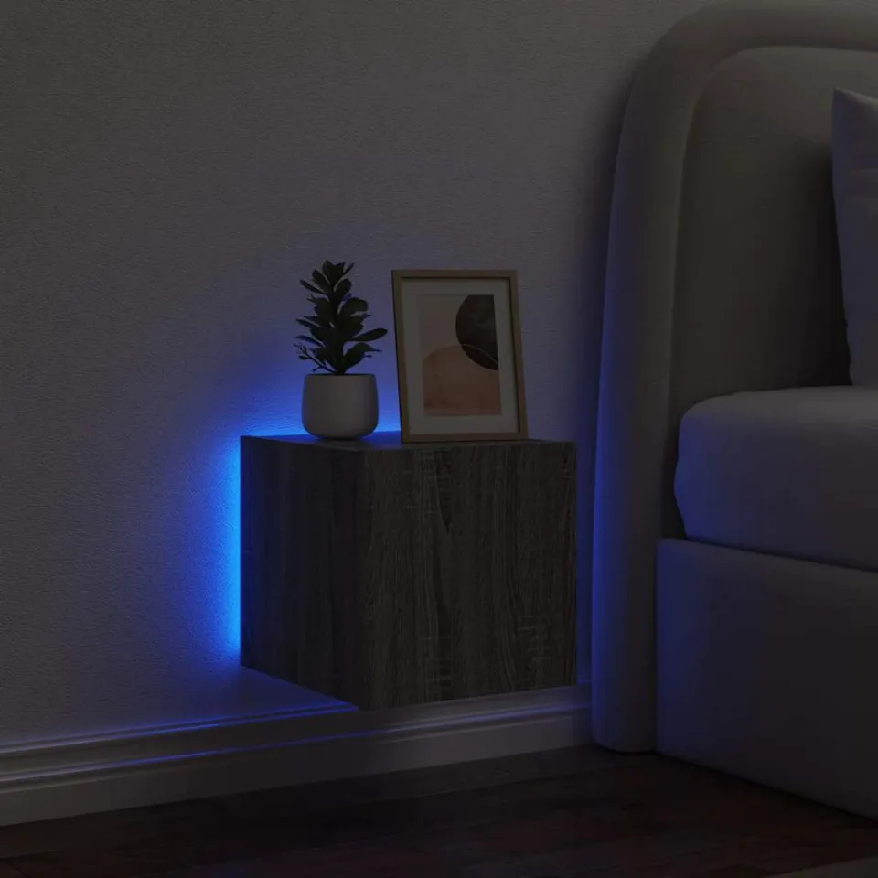 vidaXL Tv-wandmeubel met LED-verlichting 30,5x35x30 cm grijs sonoma, foto 3