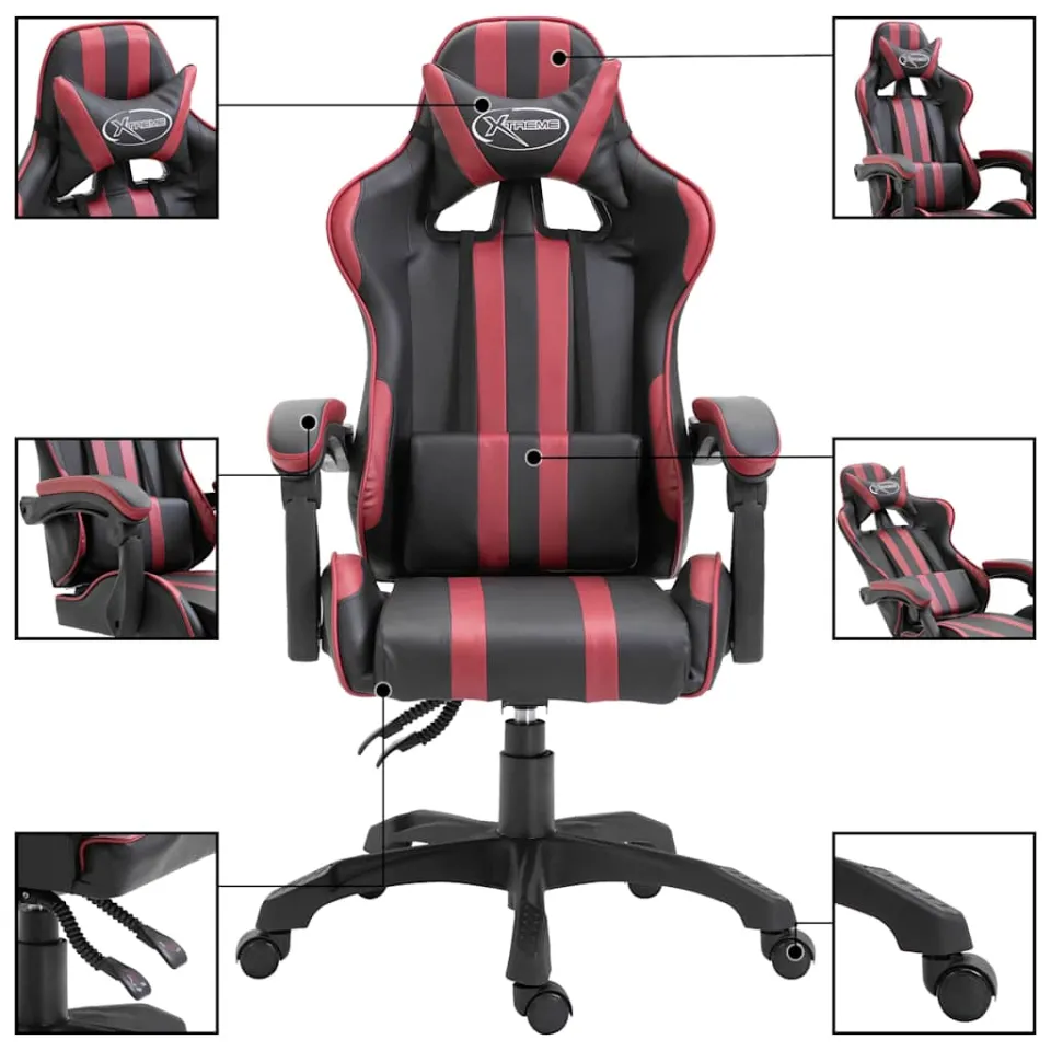 vidaXL Gamestoel kunstleer wijnrood, foto 2