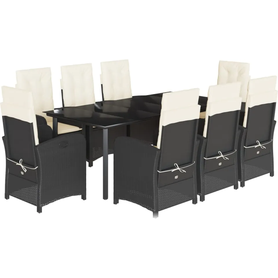 vidaXL 9-delige Tuinset poly rattan zwart, foto 4