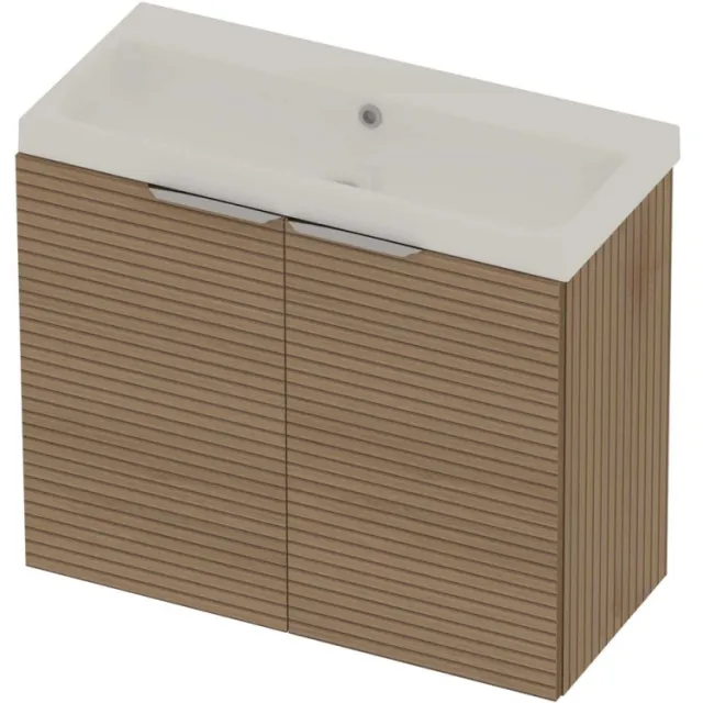 Basic-Line Pretty 36 Badmeubelset Polystone Zonder Kraangat 80x36x70 cm Lamello Oak Glans Wit