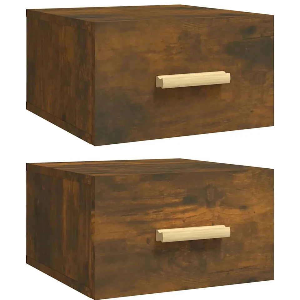 vidaXL Nachtkastjes 2 st wandgemonteerd 35x35x20 cm gerookt eikenkleur Bruin