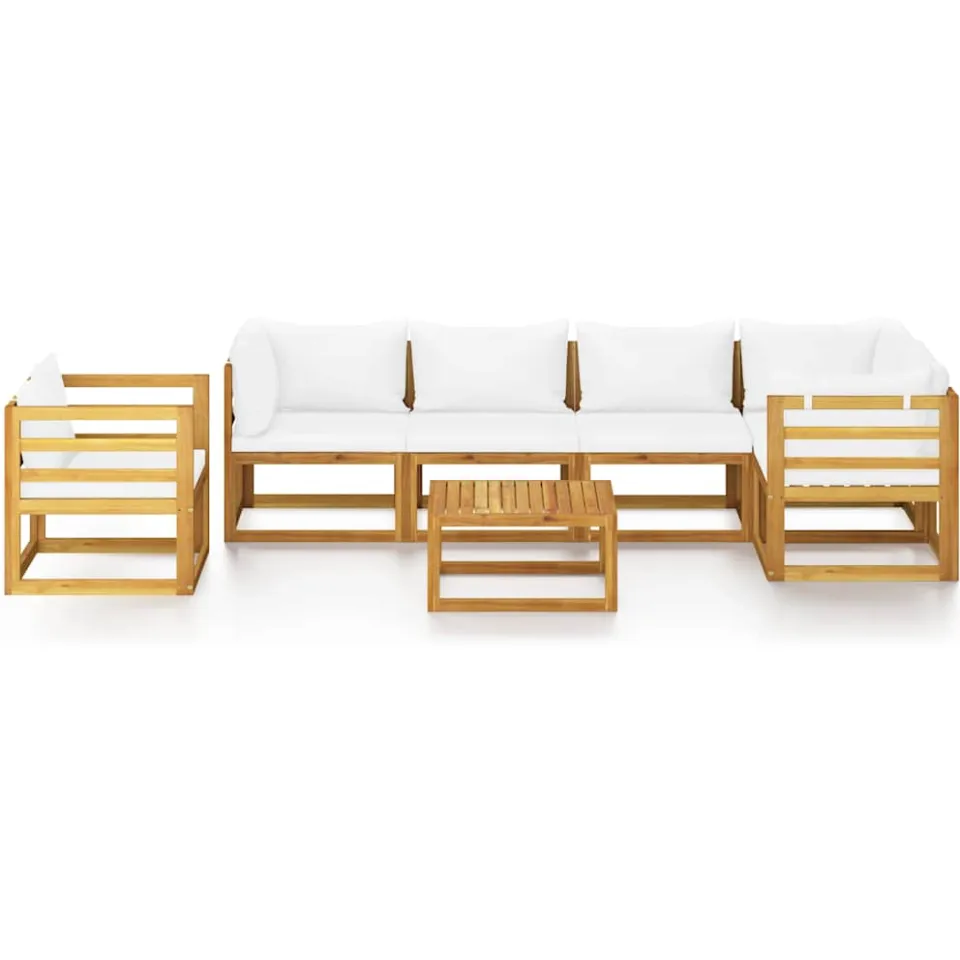 vidaXL 7-delige Loungeset met kussens massief acaciahout crème