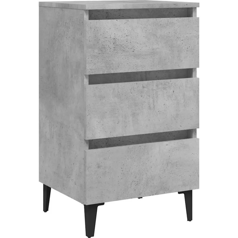 vidaXL Nachtkastje met metalen poten 40x35x69 cm betongrijs grijs, foto 3