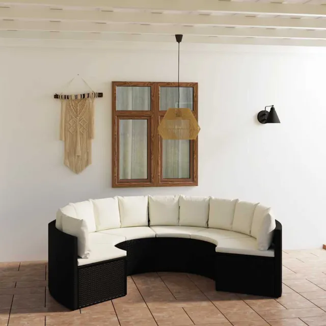 vidaXL 6-delige Loungeset met kussens poly rattan zwart, foto 2