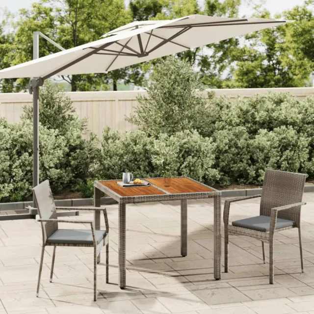 vidaXL 3-delige Tuinset met kussens poly rattan grijs, foto 2