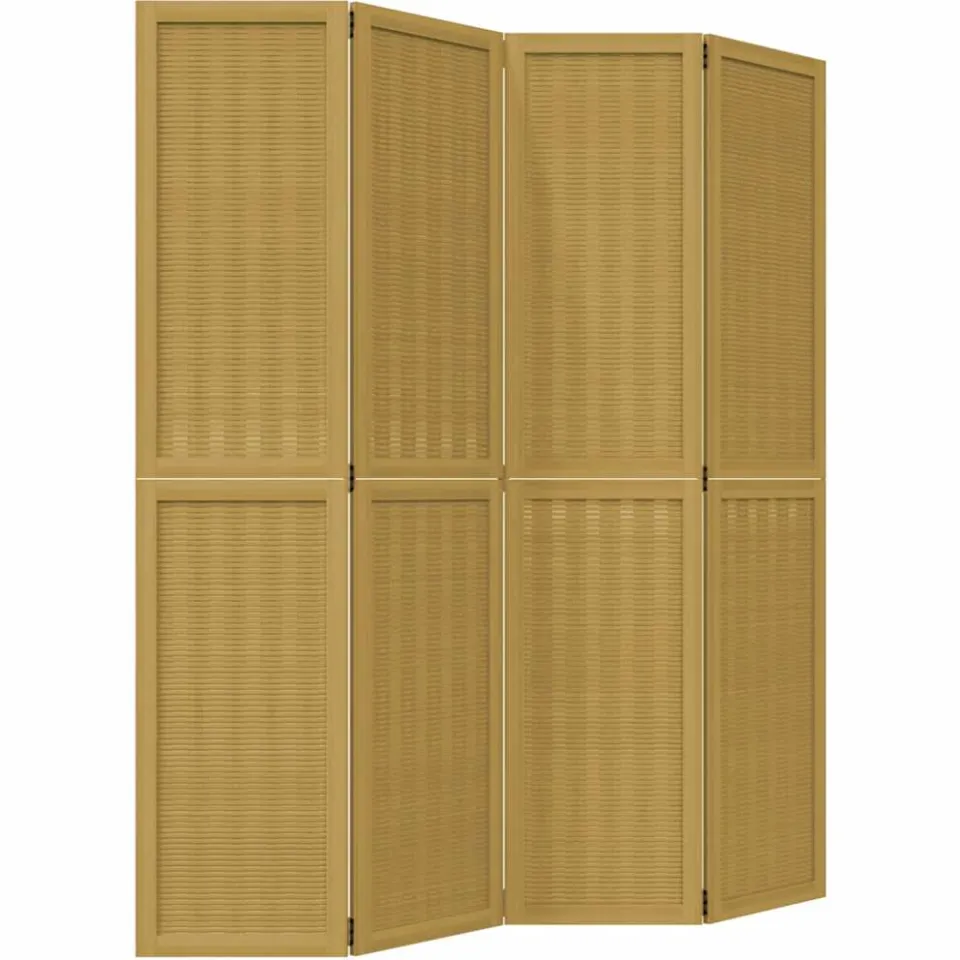 vidaXL Kamerscherm met 4 panelen massief paulowniahout bruin