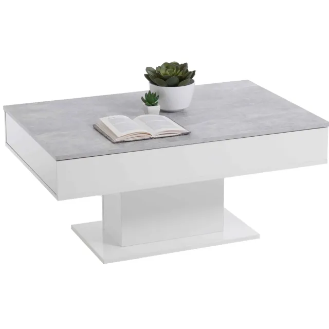 salontafel Hebe Beton wit Grijs | Wit