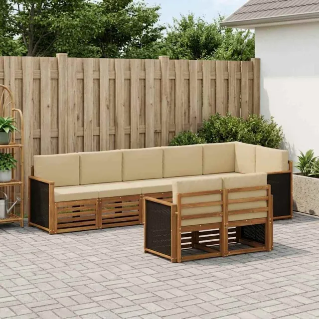 vidaXL Buiten bankenset 7 st 8-zits Natuurlijk en Beige