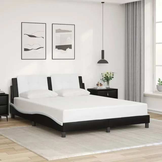 vidaXL Bedframe zonder matras "Zadar" kunstleer zwart en wit 160x200 cm