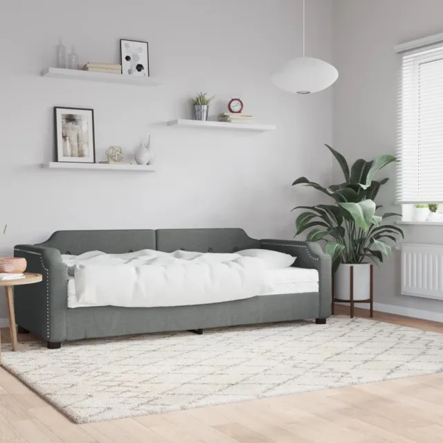vidaXL Slaapbank met matras 80x200 cm stof donkergrijs grijs