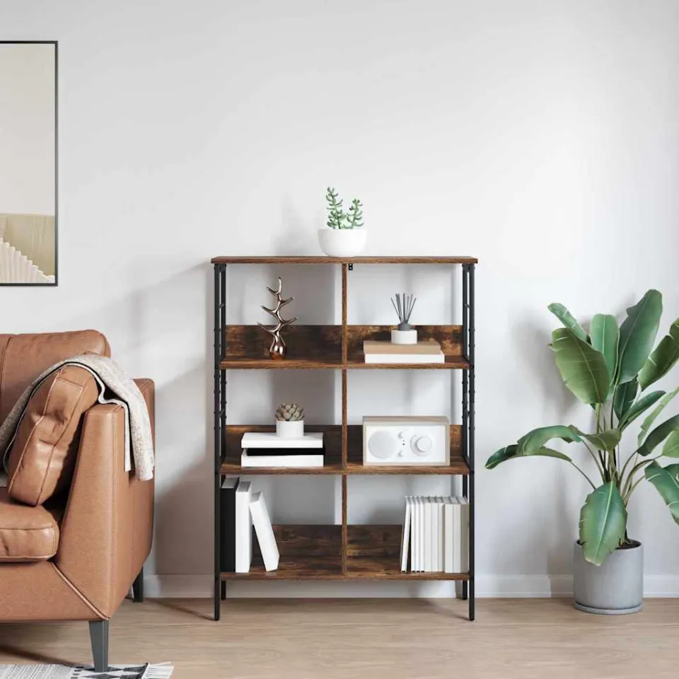 vidaXL Boekenkast 6-laags 82 x 32 x 112 cm Bewerkt hout Gerookt eiken, foto 3