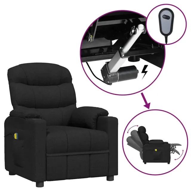 vidaXL Massagestoel elektrisch stof zwart, foto 2