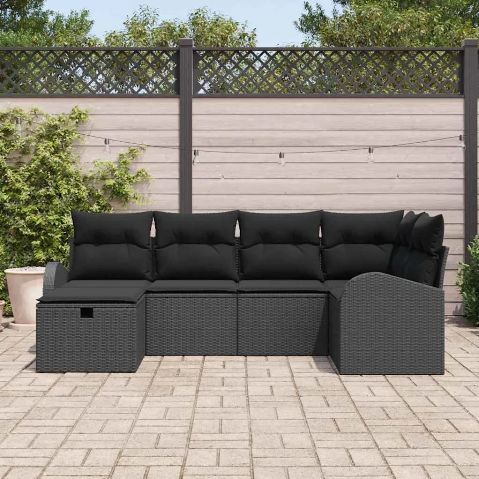 vidaXL Tuin Sofa Set 6 st Zwart poly rattan, foto 3