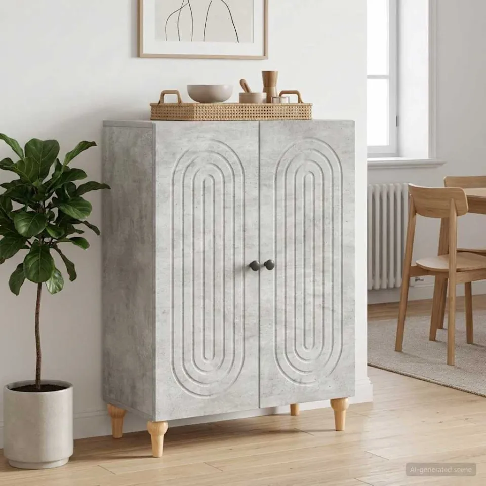 vidaXL Dressoir Betongrijs 66 x 34,5 x 90 cm Bewerkt hout grijs, foto 3