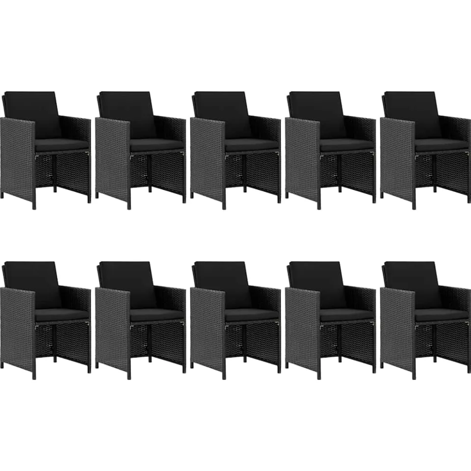 vidaXL 11-delige Tuinset met kussens poly rattan zwart, foto 2