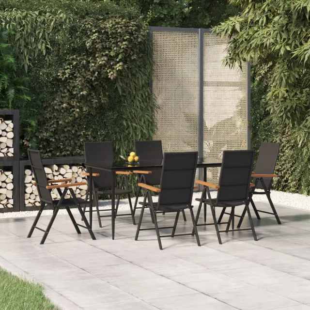 vidaXL 7-delige Tuinset poly rattan zwart en bruin, foto 2
