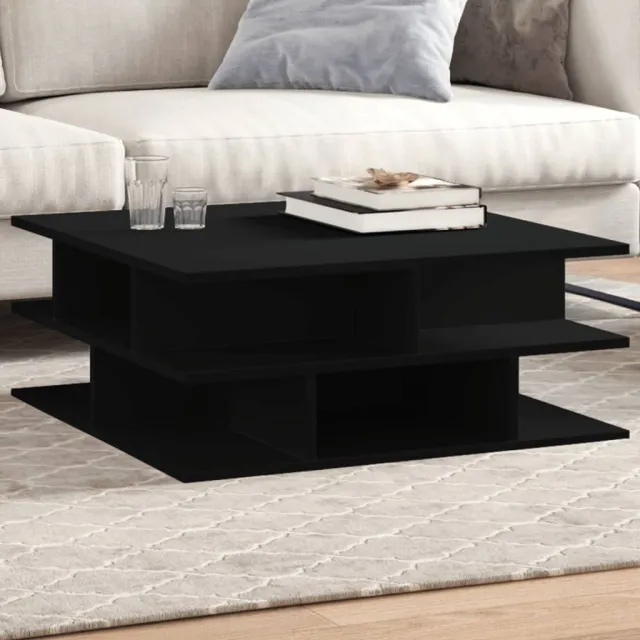 vidaXL Salontafel 70x70x29 cm bewerkt hout zwart, foto 2