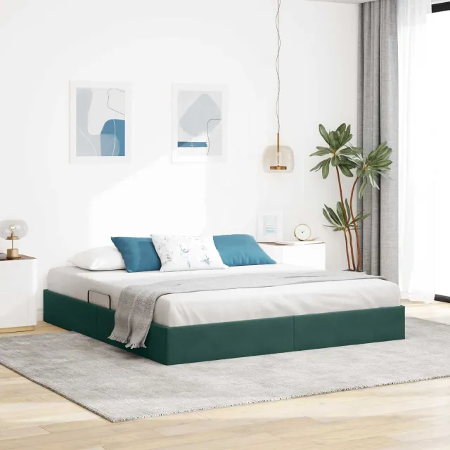 vidaXL Ottoman Bedframe Donkergroen 180 x 200 cm Fluweel