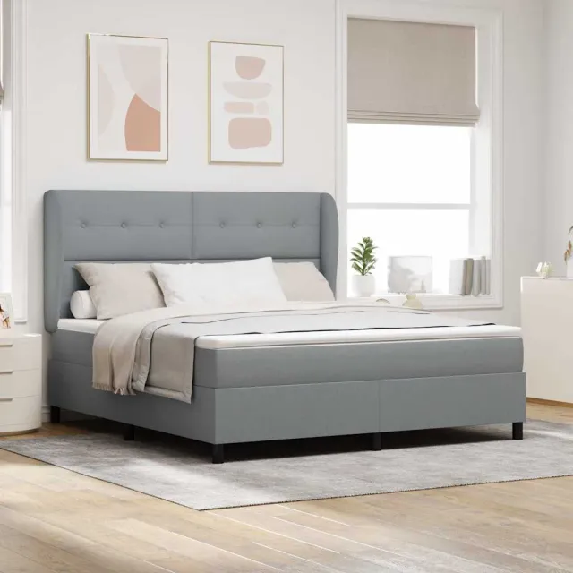 vidaXL Boxspring bed met hoofdeinde Lichtgrijs 180 x 200 cm Stof