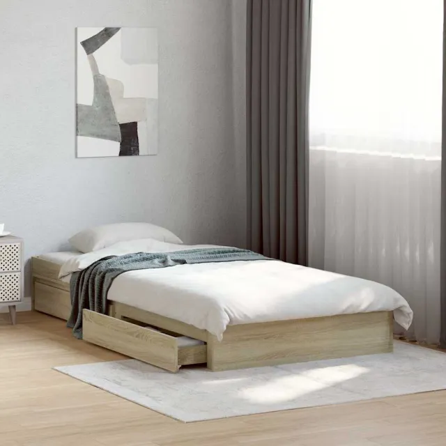 vidaXL Bedframe met lades bewerkt hout grijs sonoma eiken 90x190 cm
