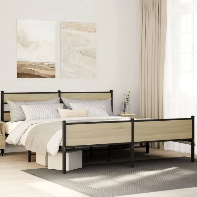 vidaXL Bedframe zonder matras metaal sonoma eikenkleur 200x200 cm