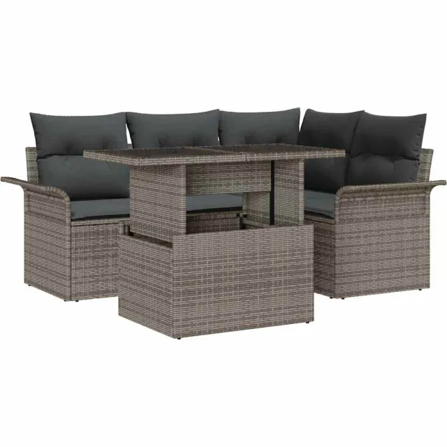 vidaXL Tuin Sofa Set 5 st Grijs [Synthetisch]: Poly Rattan