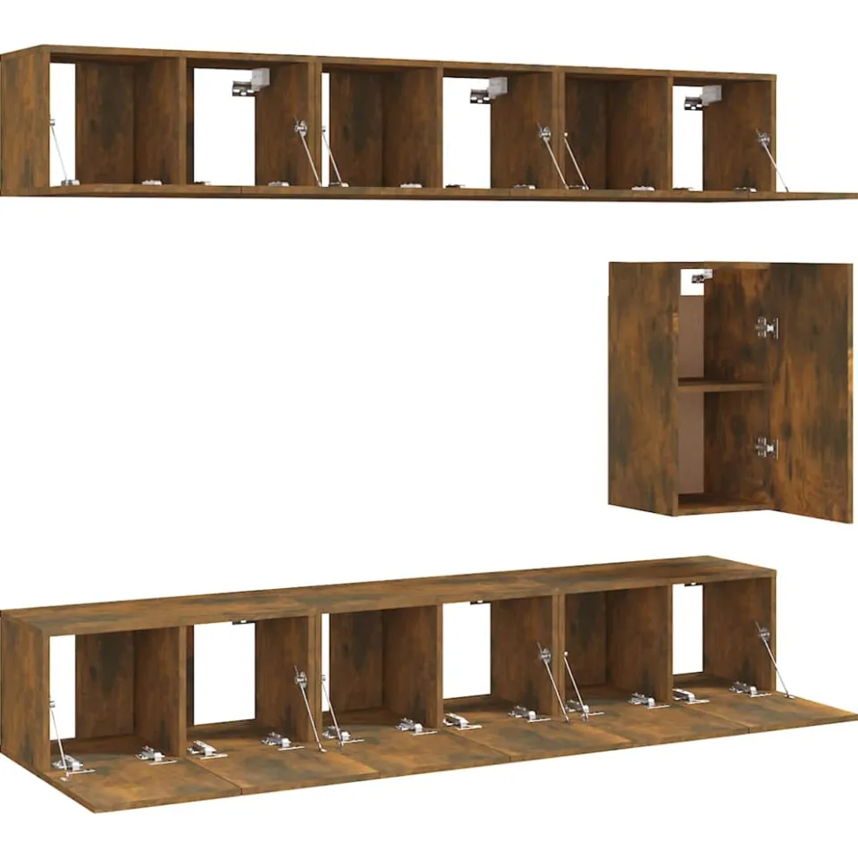 vidaXL 7-delige Tv-meubelset bewerkt hout gerookt eikenkleurig, foto 2