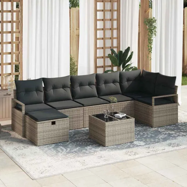 vidaXL Bankstel 4 st poly rattan Grijs