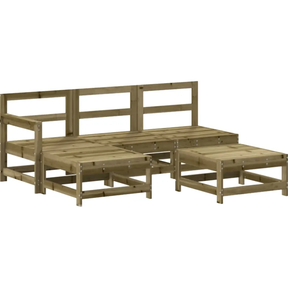 vidaXL 5-delige Loungeset met kussens geïmpregneerd grenenhout bruin, foto 3