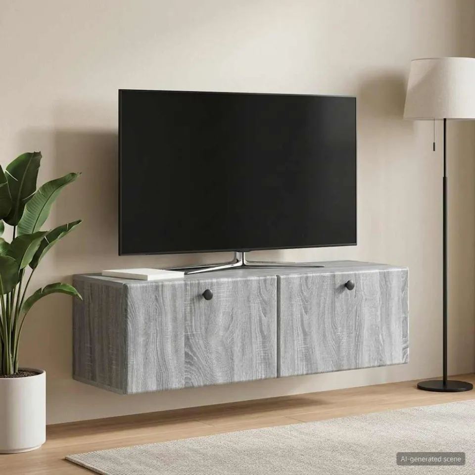 vidaXL Wandbeugel TV-kast 98 x 31 x 30 cm Grijs Sonoma Bewerkt hout, foto 4
