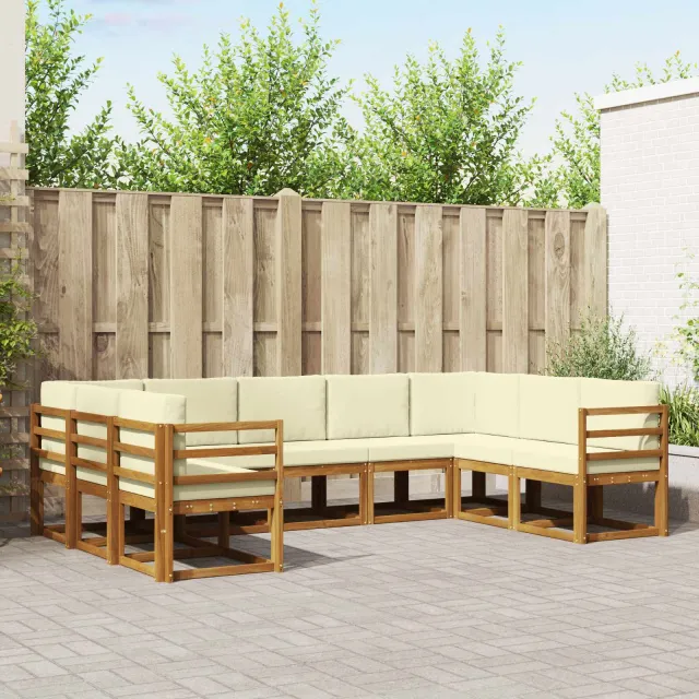 vidaXL Buiten bankenset 9 st 9-zits Natuurlijk en Crème