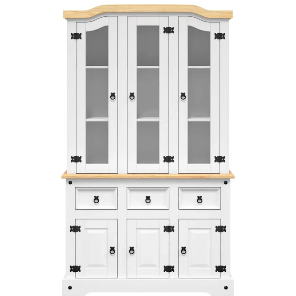 vidaXL Hoge kast Corona 112x43x191,5 cm massief Mexicaans grenenhout wit, foto 4