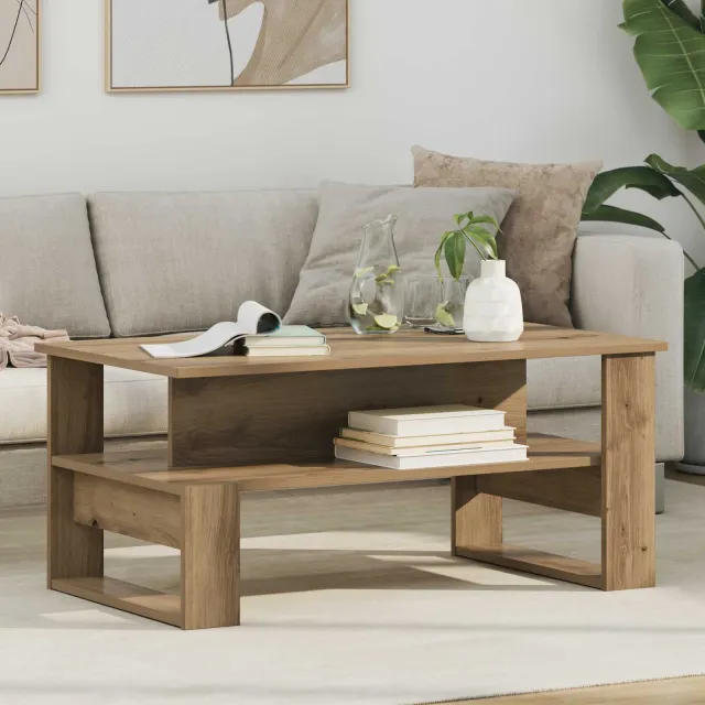 vidaXL Salontafel Artisan Eiken 90 x 50 x 40 cm Bewerkt hout, foto 2