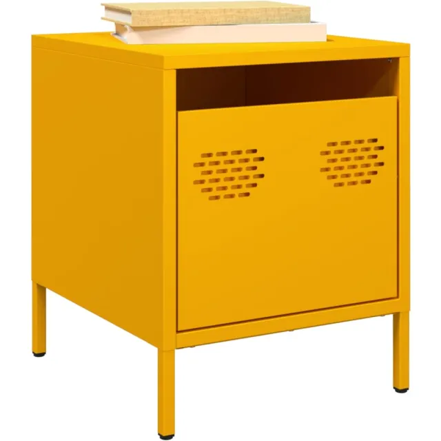vidaXL Nachtkastjes 2 st 35x39x43,5 cm staal mosterdgeel