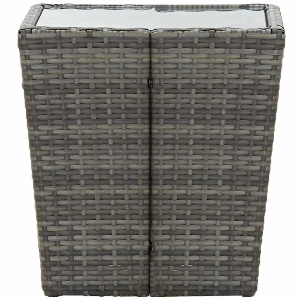 vidaXL Theetafel 41,5x41,5x43 cm poly rattan en gehard glas grijs, foto 4