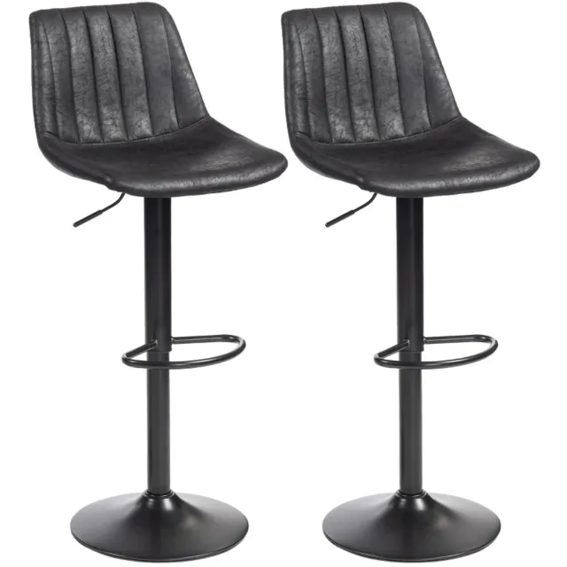 ZYLARO Barkruk - Set Van 2 - Retro Design - Inclusief Voetsteun - In Hoogte Verstelbaar - Gasveer - Zwart