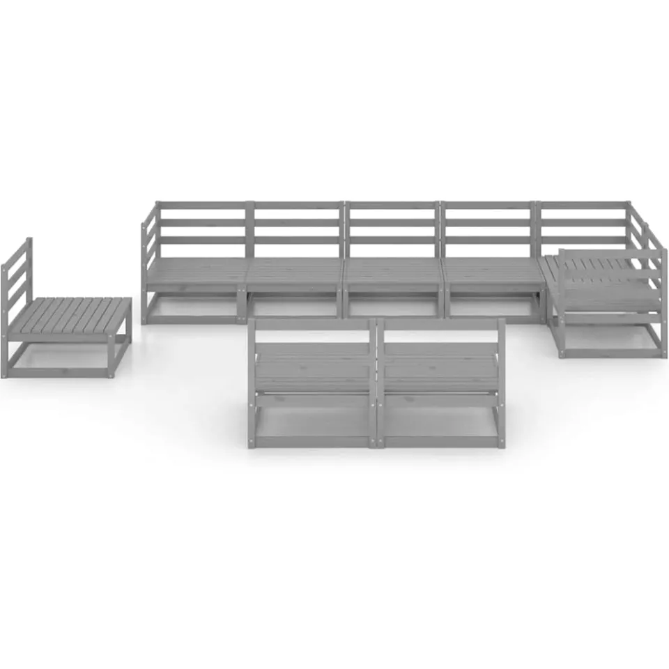 vidaXL 9-delige Loungeset massief grenenhout grijs