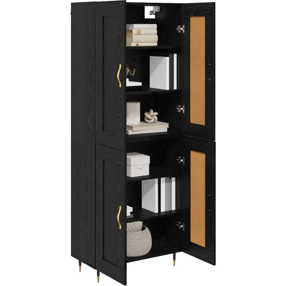 vidaXL Highboard Zwart Eiken 69,5 x 34 x 90 cm Bewerkt hout