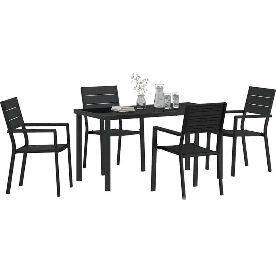 vidaXL Tuin eettafelset 5 st Zwart Gepoedercoat staal, foto 2