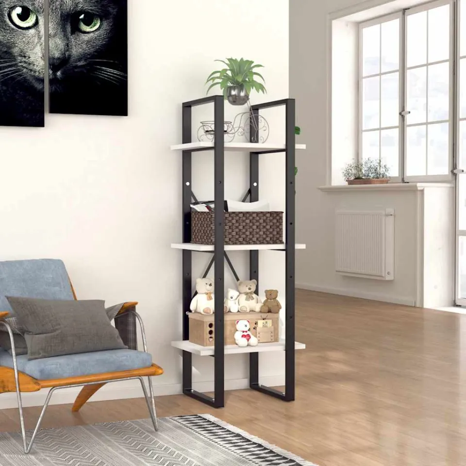 vidaXL Boekenkast met 3 schappen 40x30x105 cm bewerkt hout wit, foto 3