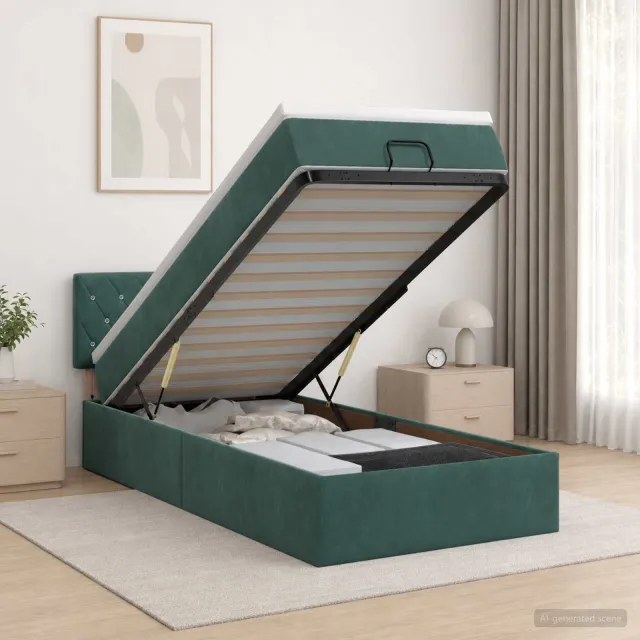 vidaXL Ottoman bed met matras Donkergroen 80 x 200 cm Fluweel