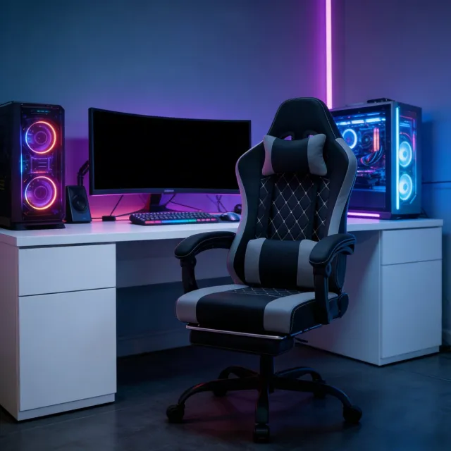 HAUSS SPOLE Draaibare Ergonomische Bureaustoel Met Massage Lendensteun En Verstelbare Rug Voor Werk En Gaming Zwart Grijs