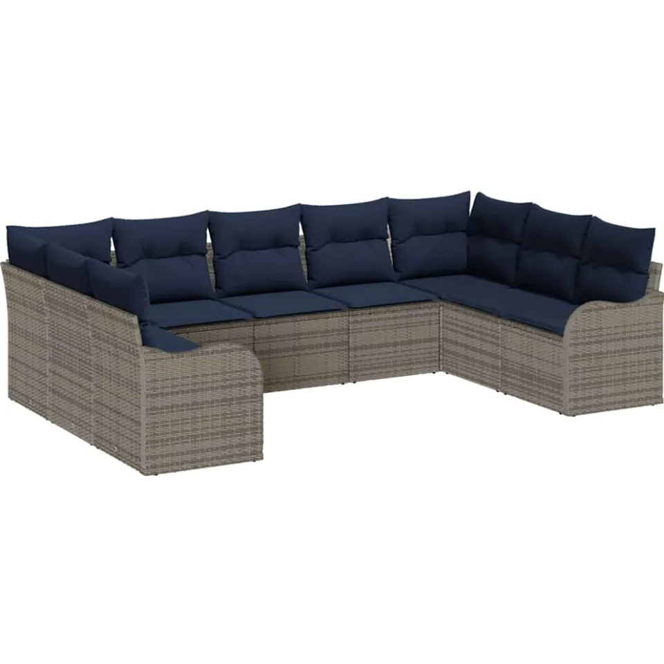 vidaXL Tuin Sofa Set Grijs poly rattan