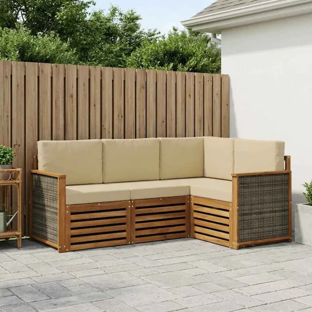 vidaXL Buiten bankenset 4 st 4-zits Natuurlijk en Beige
