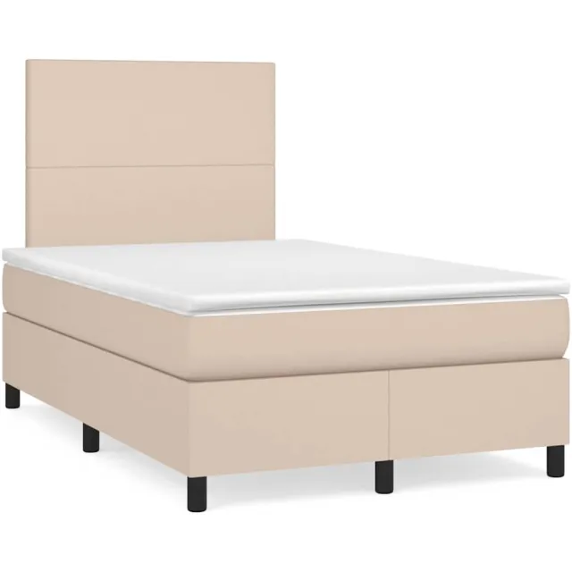 vidaXL Boxspring met matras en LED kunstleer cappuccinokleur 120x190cm bruin