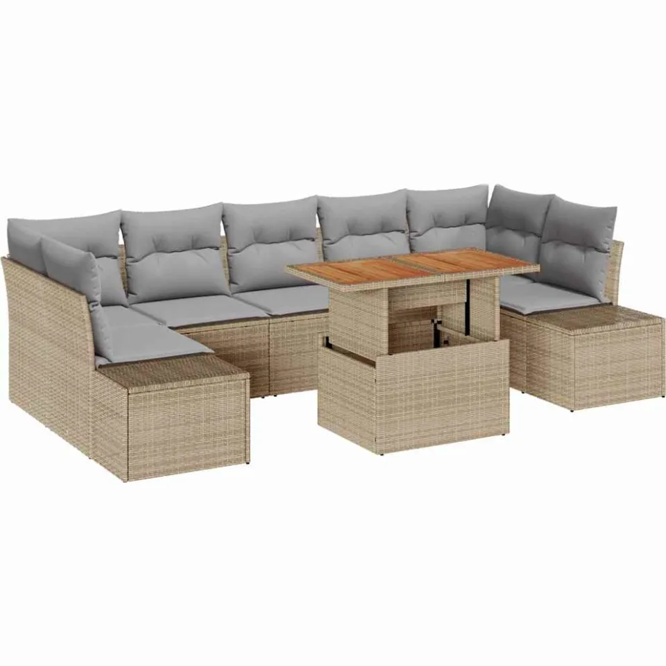 vidaXL Tuin Sofa Set 8 st Beige Poly riet