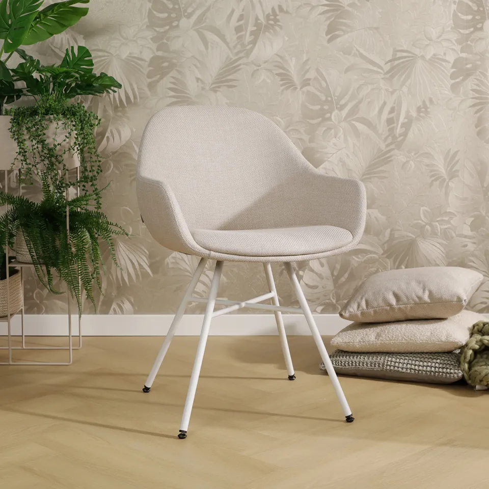 Nolon Noa-Mae eetkamerstoel beige - wit onderstel, foto 2